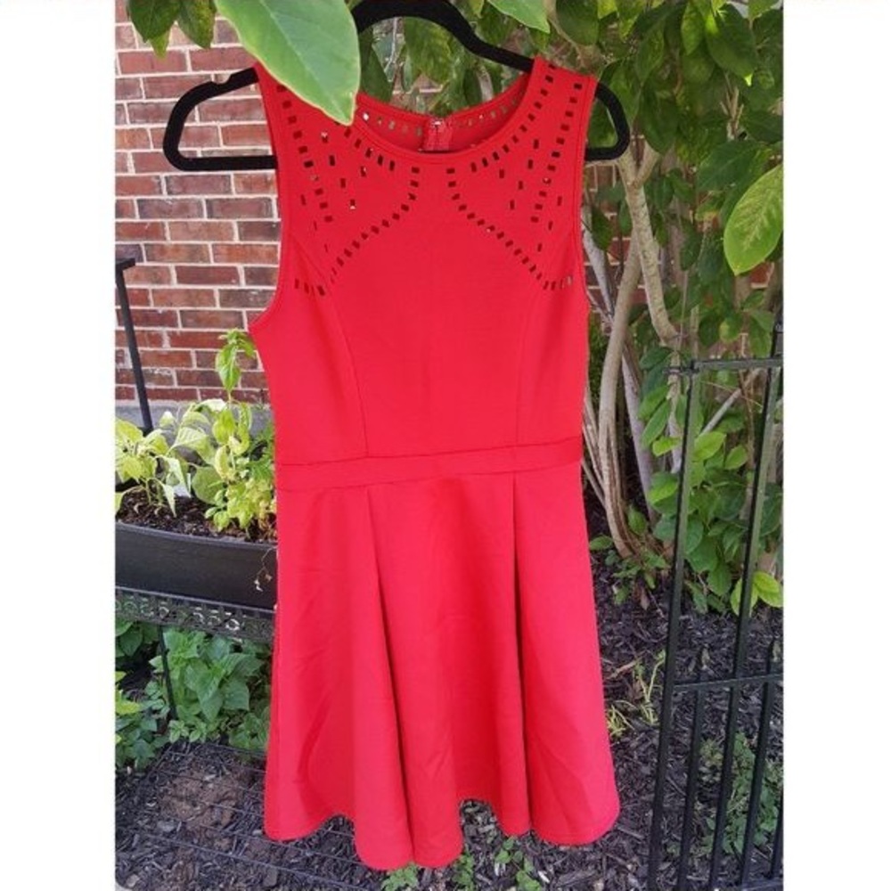Francesca’s Red Laser Cut Out Dress